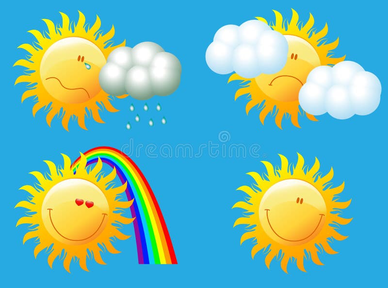 Meteorological weather icons with sun. vector illustration