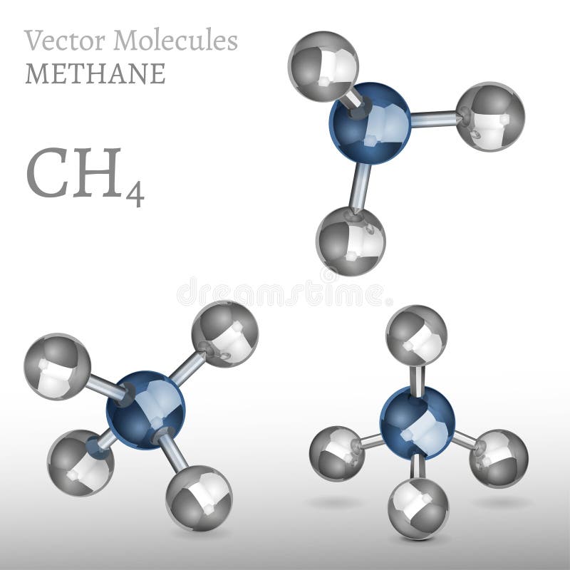 Methane Molecules Isolated on White Background Stock Illustration ...