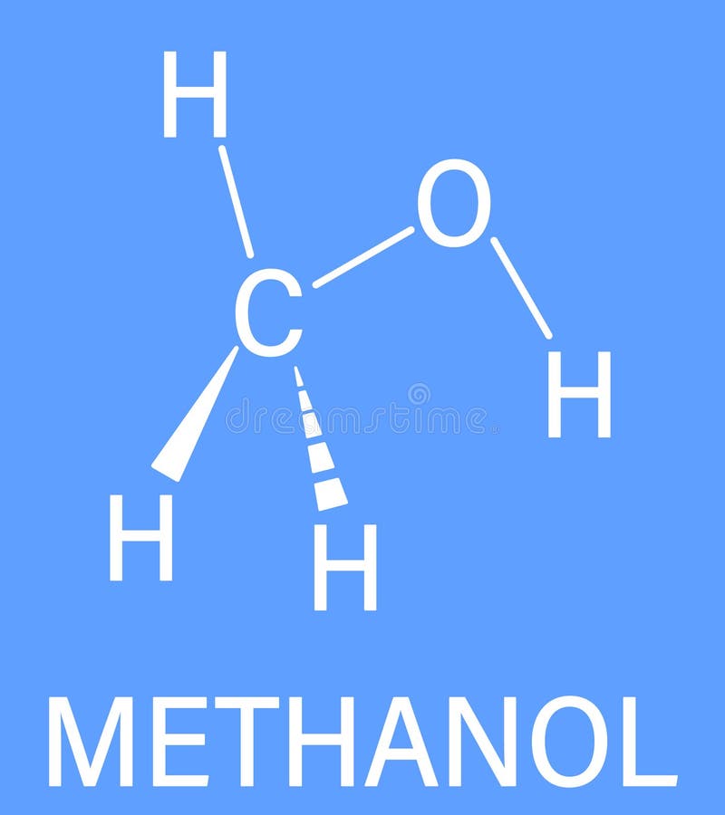 Methanol or Methyl Alcohol, MeOH, Molecule. Highly Toxic. Skeletal