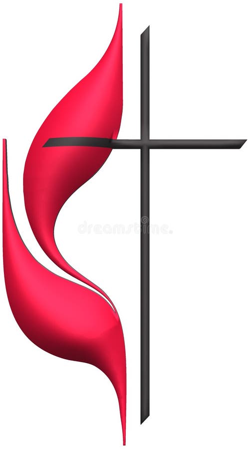 Methodist Cross with Flame