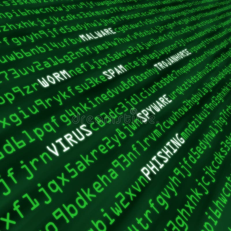 Methods of cyber attack in computer code. Methods of cyber attack including virus, worm, Trojan horse, malware and spyware in computer code. Image is stretchable/elastic enough to fit various image ratios.