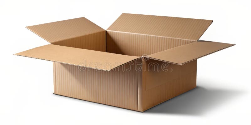 Open Cardboard Box on Transparent Background Realistic Ecommerce and Warehouse Scene Element for Digital Design stock illustration
