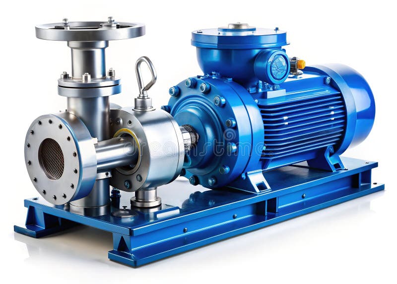 Isolated Industrial Pump System Realistic 3D Render of a Complete Pumping System on a Clean White Background for stock illustration