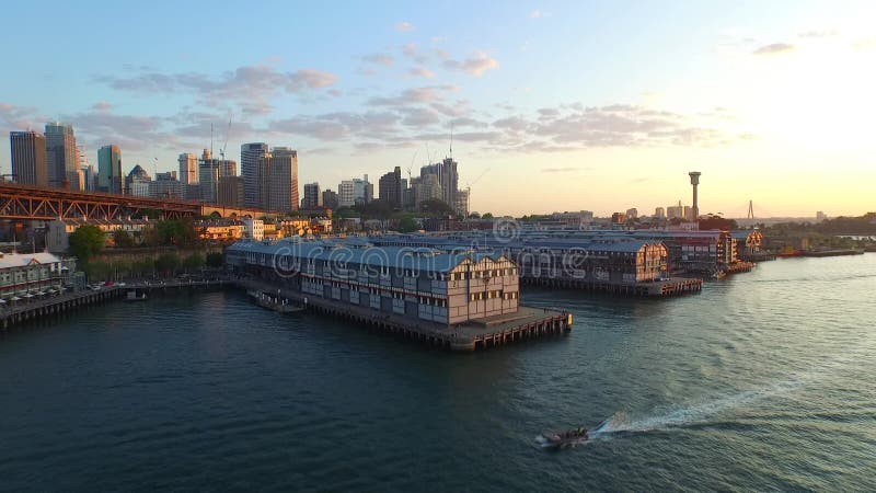 Metragem aérea de Sydney Wharf