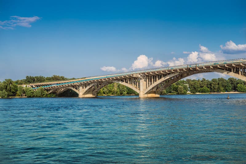 Metro Bridge across Dnipro River in Kyiv