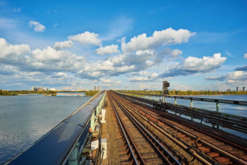 Metro bridge with subway train