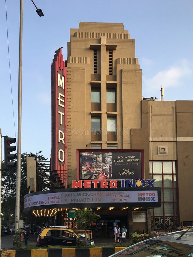 Metro Cinema is Art Deco Heritage Movie theatre in Mumbai built in 1938 royalty free stock images