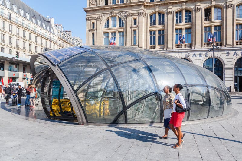 Metro Entrance At Gare St Lazare In Paris France Editorial Stock