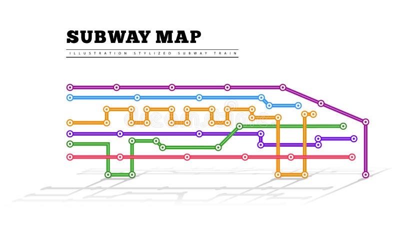 Metro map in the form of a train royalty free illustration