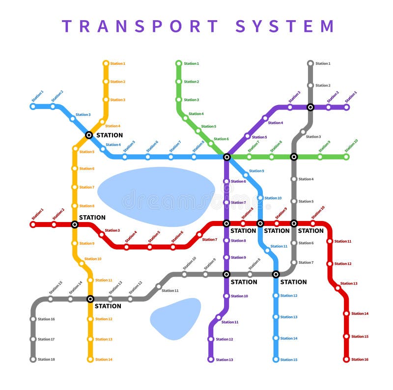 Metro- oder U-Bahn-Karte vektor abbildung. Illustration von bahnhof