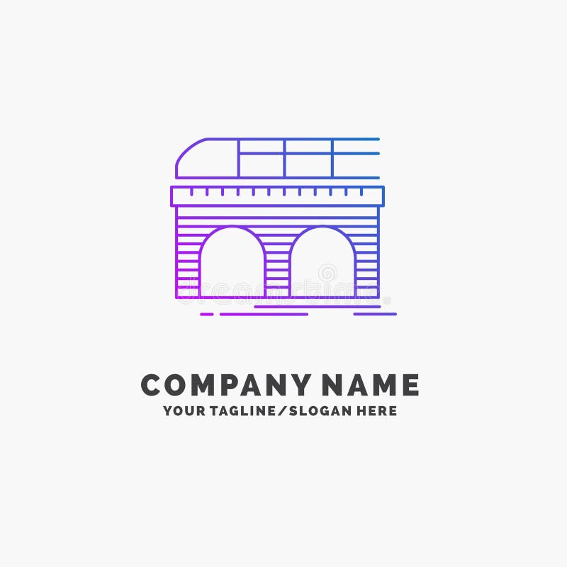 Metro, railroad, railway, train, transport Purple Business Logo Template. Place for Tagline vector illustration