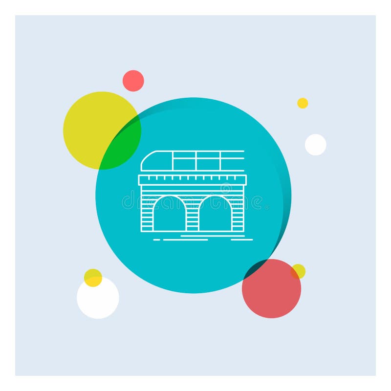 Metro, railroad, railway, train, transport White Line Icon colorful Circle Background vector illustration