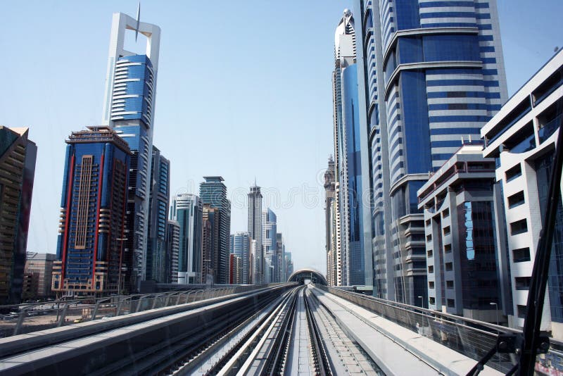 Metro railway in Dubai city stock image Metro railway in Dubai city stock image