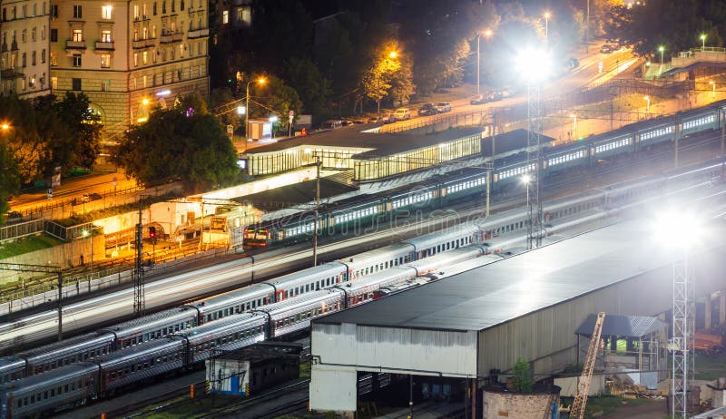 Metro and suburban train at the station in Moscow stock photography Metro and suburban train at the station in Moscow stock photography