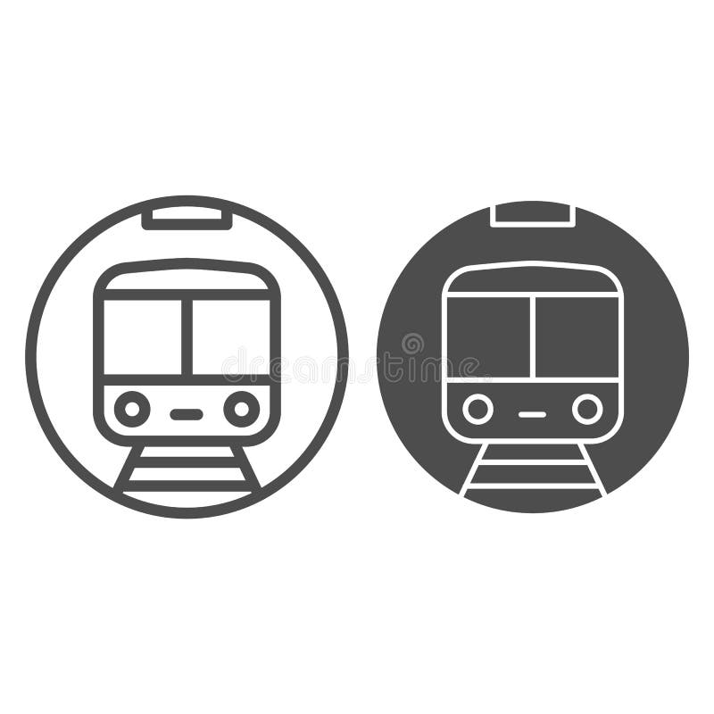 Metro train line and solid icon, railway transport symbol, subway vector sign on white background, underground icon in