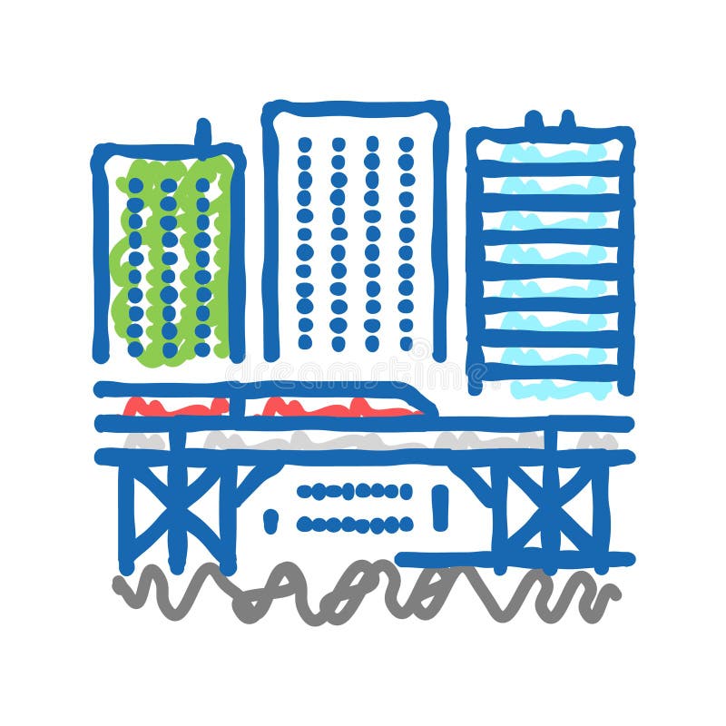Metro tram electric train transport station icon doodle illustration royalty free illustration