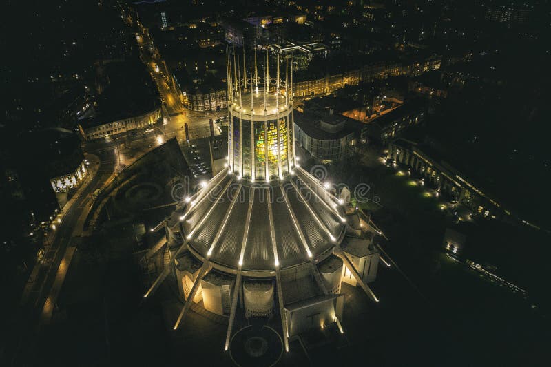 Metropolitaans de Kathedraalsatellietbeeld van Liverpool stock foto Metropolitaans de Kathedraalsatellietbeeld van Liverpool stock foto
