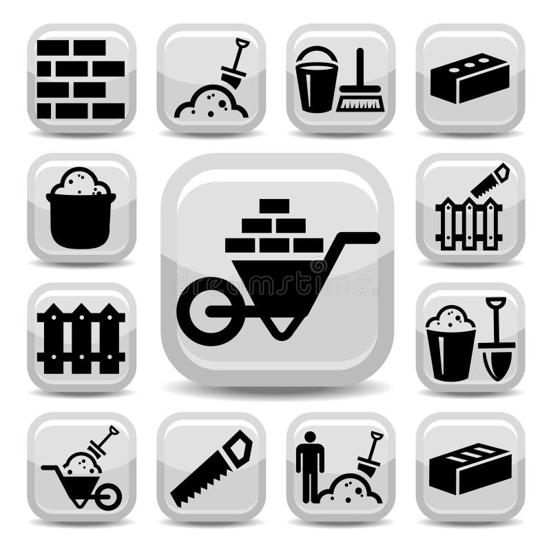 Metselaarspictogrammen stock illustratie Metselaarspictogrammen stock illustratie
