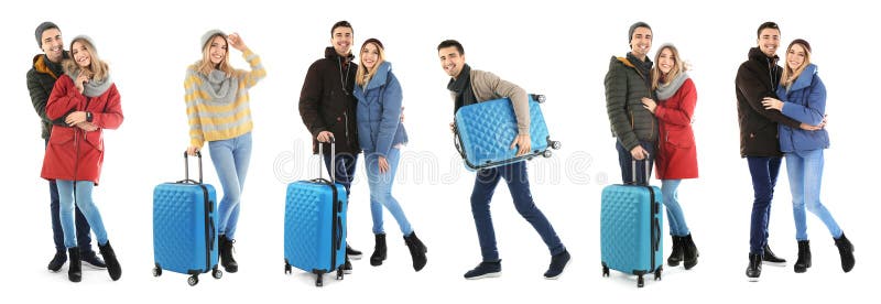 Metta con la gente in vestiti e valigie caldi fotografie stock libere da diritti Metta con la gente in vestiti e valigie caldi fotografie stock libere da diritti