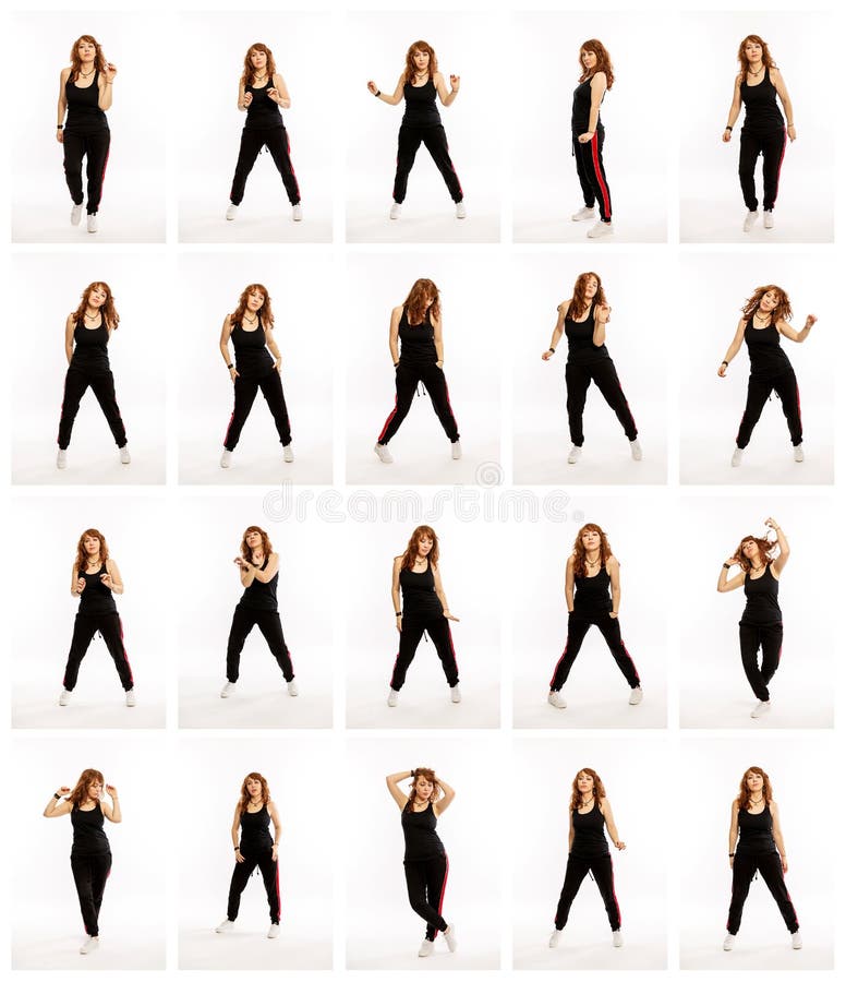 Metta dalle pose differenti di una donna ballante, una collezione di foto immagini stock libere da diritti Metta dalle pose differenti di una donna ballante, una collezione di foto immagini stock libere da diritti