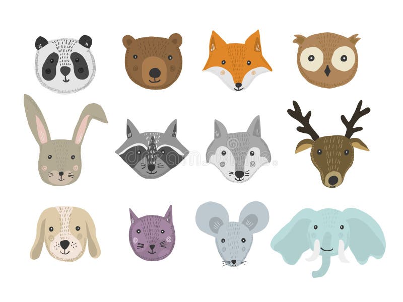 Metta degli animali disegnati a mano del fumetto sveglio illustrazione di stock Metta degli animali disegnati a mano del fumetto sveglio illustrazione di stock