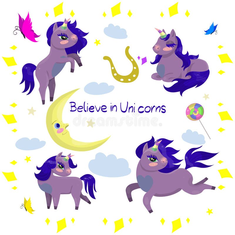 Metta degli unicorni e dell'altra immagine di vettore degli oggetti royalty illustrazione gratis Metta degli unicorni e dell'altra immagine di vettore degli oggetti royalty illustrazione gratis
