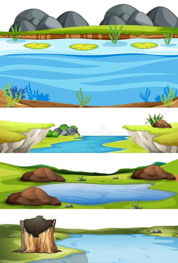 Metta del paesaggio dell'acqua illustrazione di stock Metta del paesaggio dell'acqua illustrazione di stock