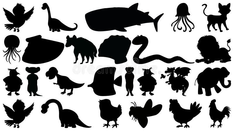 Metta del sihouette ha isolato il tema degli oggetti - animali illustrazione di stock Metta del sihouette ha isolato il tema degli oggetti - animali illustrazione di stock