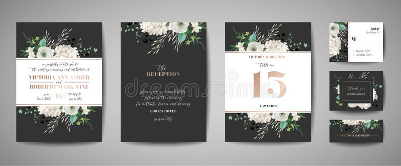 Metta dell'invito di nozze, floreale invitano, grazie, progettazione di carta rustica del rsvp con la decorazione della stagnola illustrazione di stock