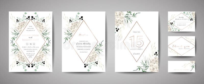 Metta dell'invito di nozze, floreale invitano, grazie, progettazione di carta rustica del rsvp con la decorazione della stagnola illustrazione vettoriale
