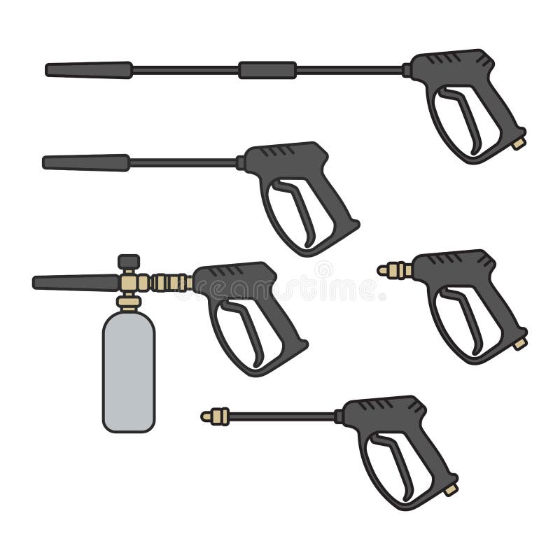 Metta della macchina della rondella di pressione dell'illustrazione di vettore elettrico con la pistola a spruzzo Metta della macchina della rondella di pressione dell'illustrazione di vettore elettrico con la pistola a spruzzo