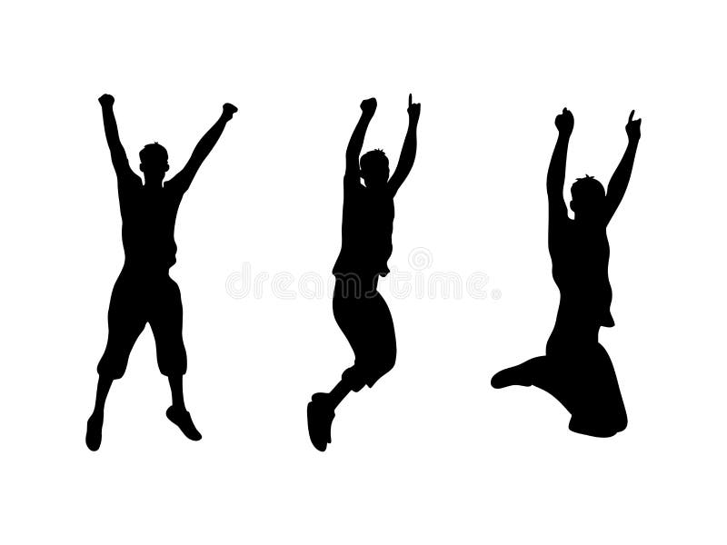 Metta della siluetta nera dell'uomo di salto su fondo bianco illustrazione di stock Metta della siluetta nera dell'uomo di salto su fondo bianco illustrazione di stock