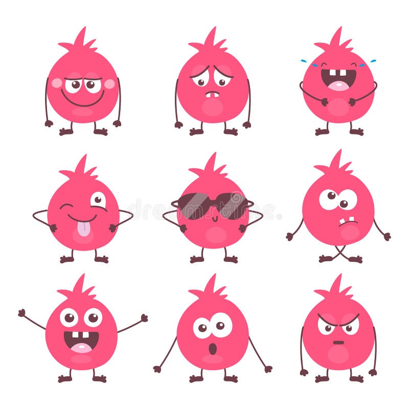 Metta delle emozioni variopinte del mostro del fumetto sveglio Raccolta divertente di emojis degli emoticon per i bambini Caratte royalty illustrazione gratis Metta delle emozioni variopinte del mostro del fumetto sveglio Raccolta divertente di emojis degli emoticon per i bambini Caratte royalty illustrazione gratis