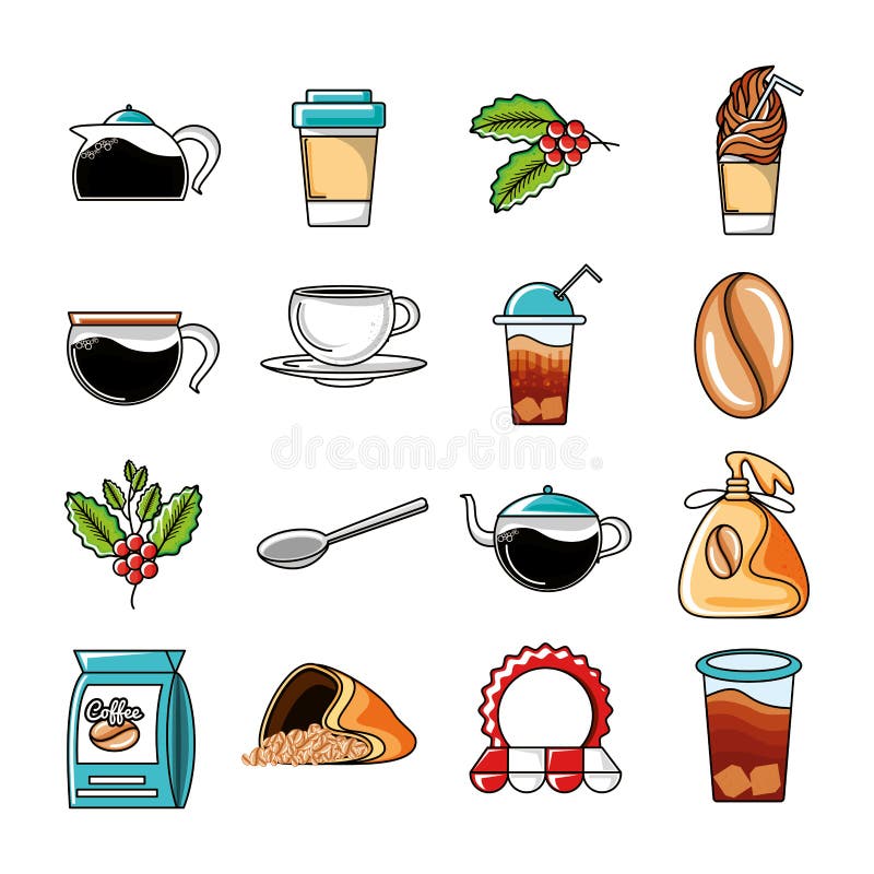 Metta le icone degli strumenti della cucina e del caffè illustrazione di stock Metta le icone degli strumenti della cucina e del caffè illustrazione di stock