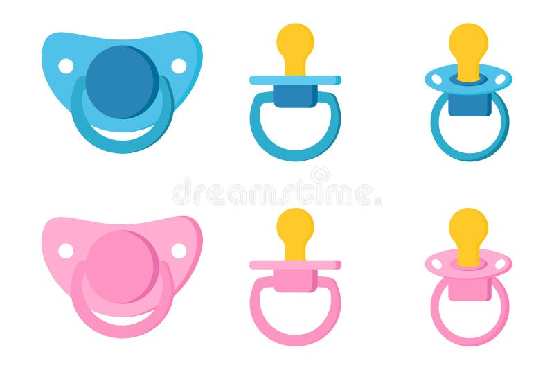 Metta le icone del capezzolo fittizio di cura del bambino della tettarella per il bambino neonato royalty illustrazione gratis Metta le icone del capezzolo fittizio di cura del bambino della tettarella per il bambino neonato royalty illustrazione gratis