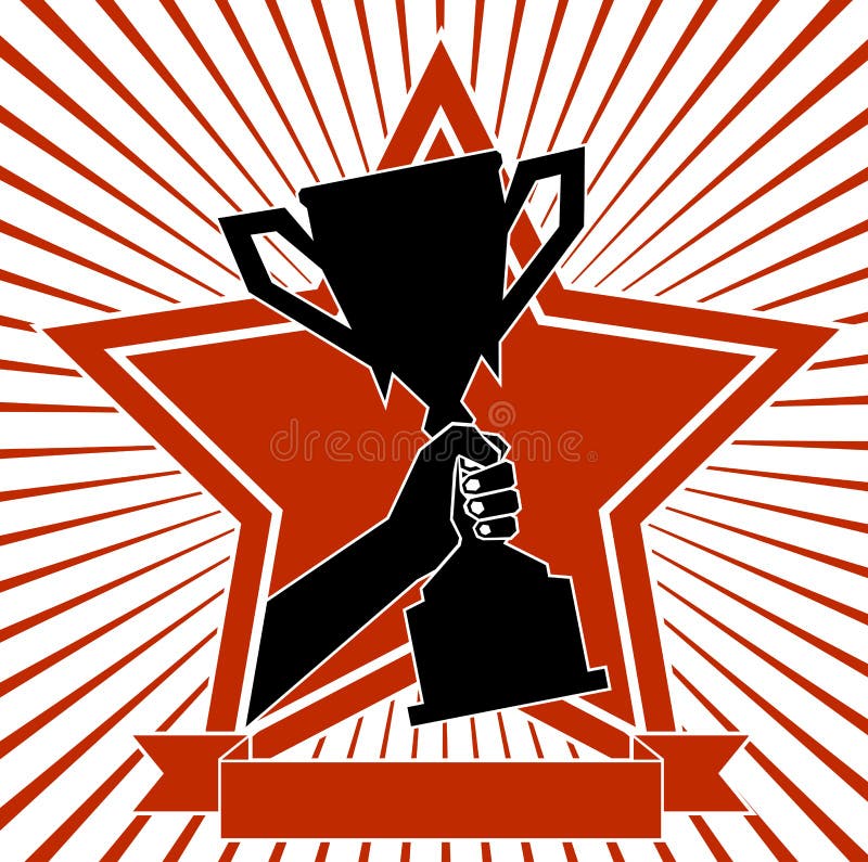 Mettez en forme de tasse dans une main un symbole de victoire illustration de vecteur Mettez en forme de tasse dans une main un symbole de victoire illustration de vecteur