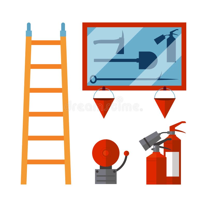 Mettez le feu à l'illustration sûre de vecteur de protection de flamme d'accidents de danger de sapeur-pompier d'outils de secour illustration stock Mettez le feu à l'illustration sûre de vecteur de protection de flamme d'accidents de danger de sapeur-pompier d'outils de secour illustration stock