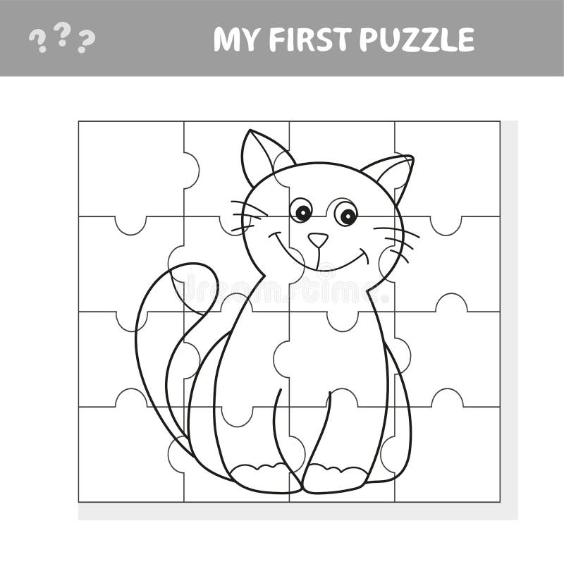 meu primeiro quebra-cabeça. jogo de quebra-cabeça fofo com gato de desenho  animado feliz para crianças 4559953 Vetor no Vecteezy