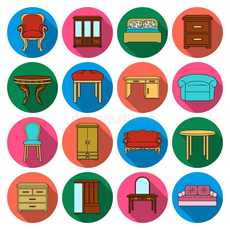 Meubilair en huis binnenlandse vastgestelde pictogrammen in vlakke stijl Grote inzameling van meubilair en huis binnenlandse vect royalty-vrije illustratie Meubilair en huis binnenlandse vastgestelde pictogrammen in vlakke stijl Grote inzameling van meubilair en huis binnenlandse vect royalty-vrije illustratie