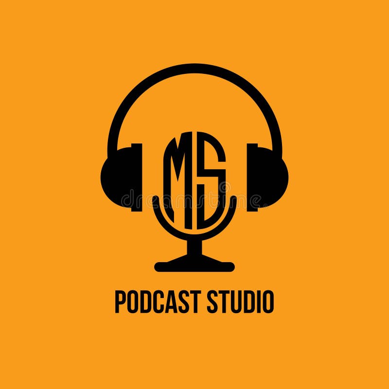 Mevrouw monogram hoofdtelefoon en microfoonstijl vector illustratie