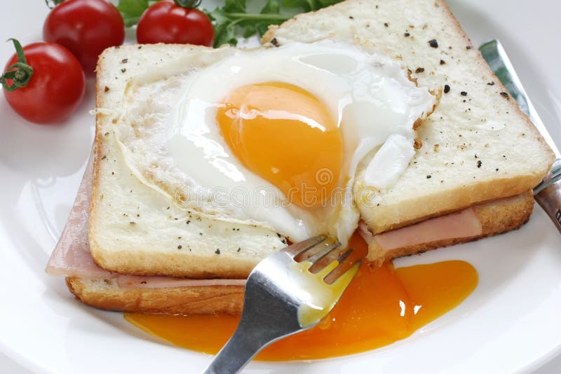 Mevrouw van Croque, de Franse ham en de kaassandwich weten stock fotografie Mevrouw van Croque, de Franse ham en de kaassandwich weten stock fotografie