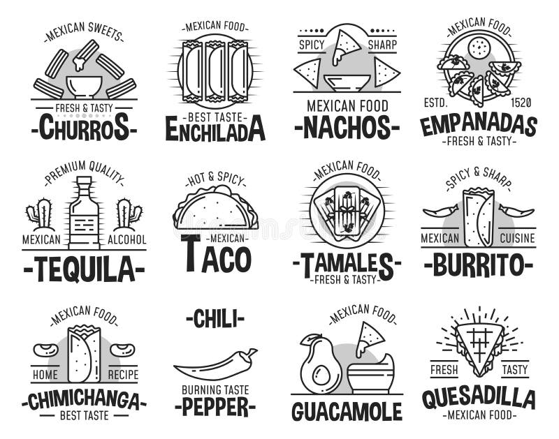 Mexicaanse keuken en snel voedselpictogrammen