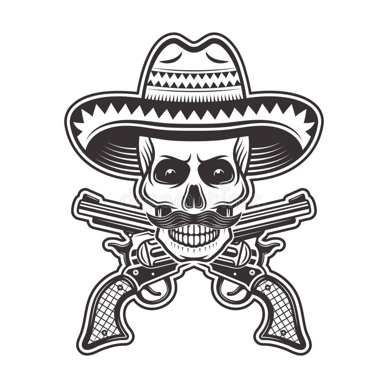 Wanted Dead Alive Silhouette Mexican Gunslinger Stock Vector