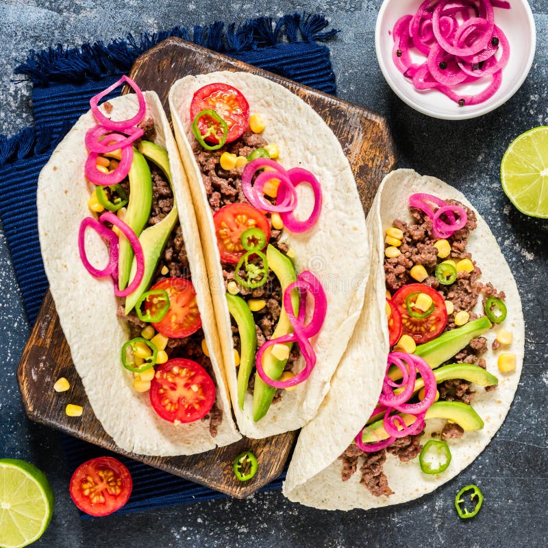 Mexican Beef Tacos stock image. Image of burrito, authentic 166725957