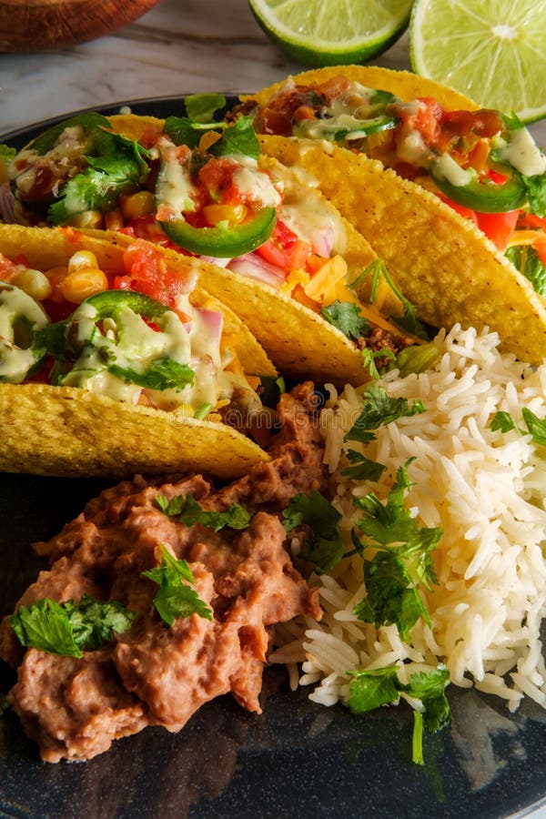 Mexican Beef Tacos Toppings Stock Photo Image of salsa, meal 205976268