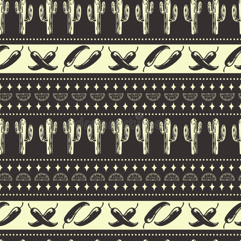 Mexican borders monochrome seamless pattern royalty free illustration