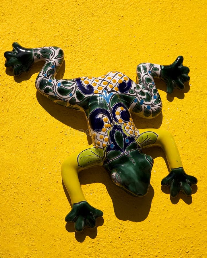 Mexican Ceramic Frog Yellow Wall Mexico. Mexican Ceramic Frog, Yellow Wall, Guanajuato, Mexico. Guanajuato is known as the Frogs Place for the mountains around royalty free stock images Mexican Ceramic Frog Yellow Wall Mexico. Mexican Ceramic Frog, Yellow Wall, Guanajuato, Mexico. Guanajuato is known as the Frogs Place for the mountains around royalty free stock images