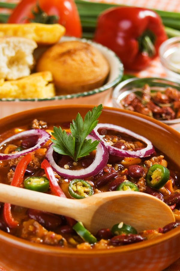 Mexican chili beans stock image. Image of beans, bread 14418229