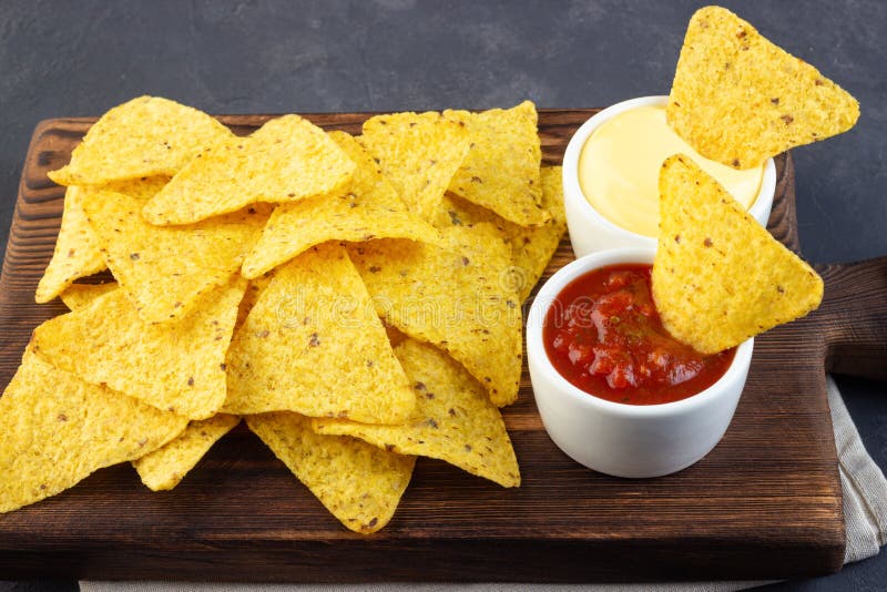 Mexican Corn Chips Nachos with Sauces Stock Image Image of tasty, vegetable 143057005