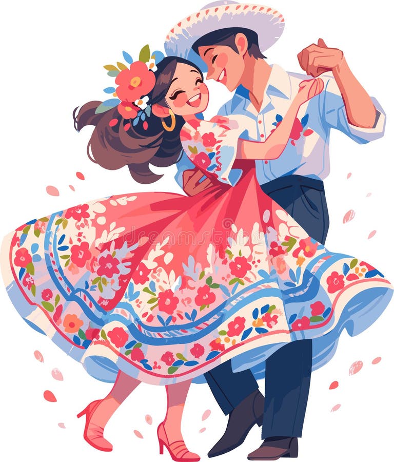 Dancer from mexico, flat character art